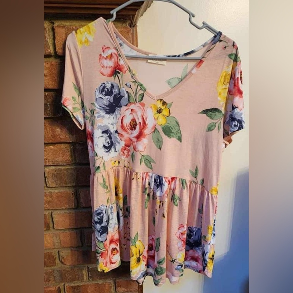 Be Stage Pink Flower Babydoll Top